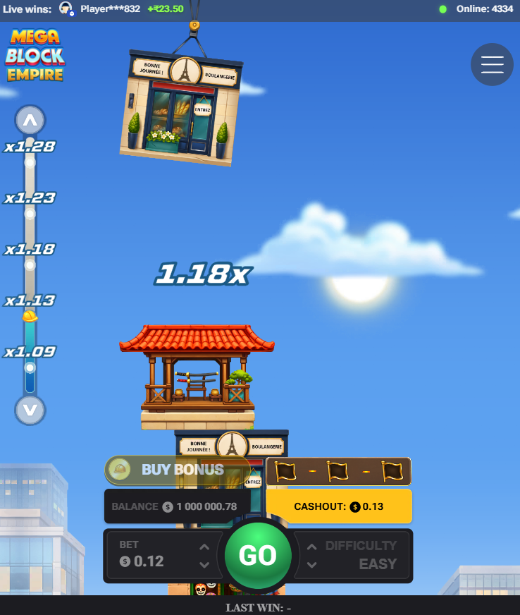 Svislé zobrazení MegaBlock Empire na mobilním telefonu