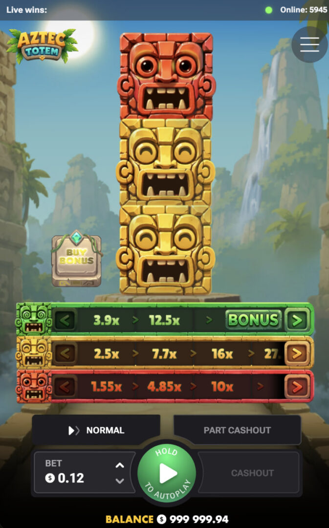 Svislá mobilní verze hry Aztec Totem